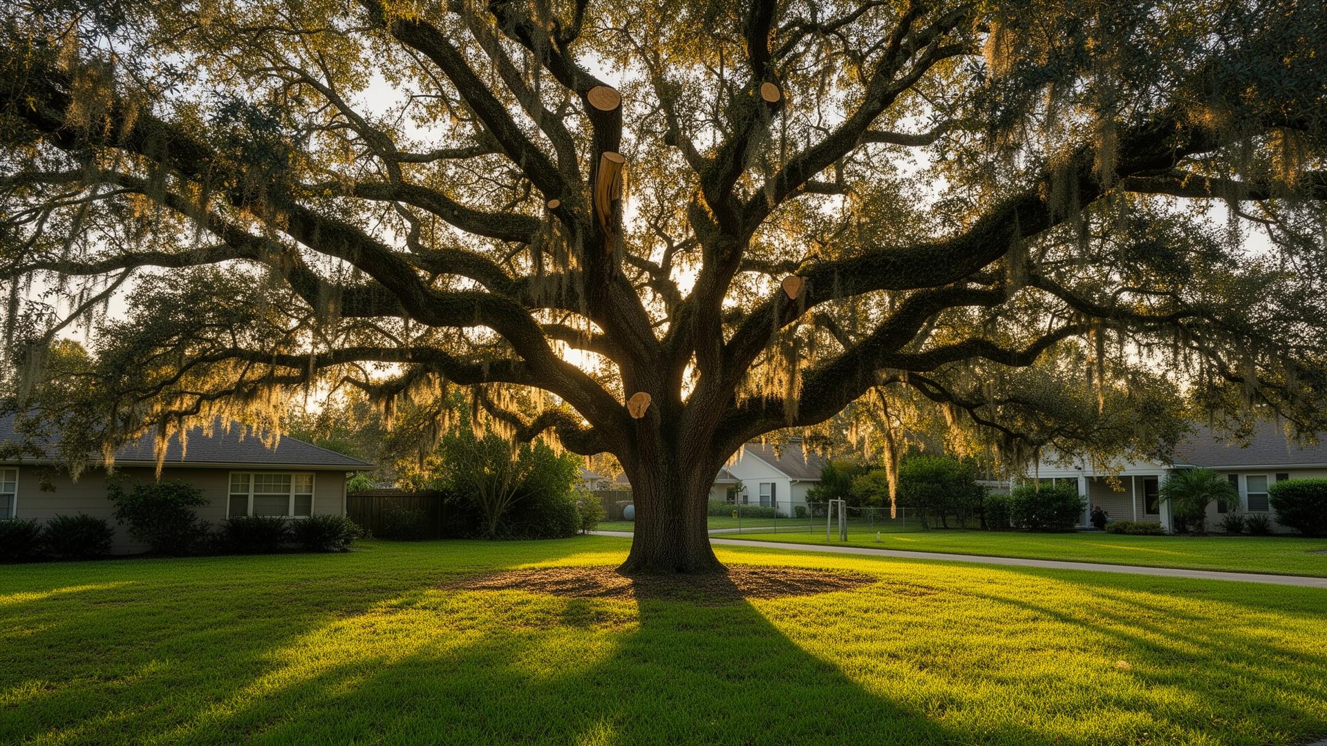 Mature Southern live oak after structural pruning